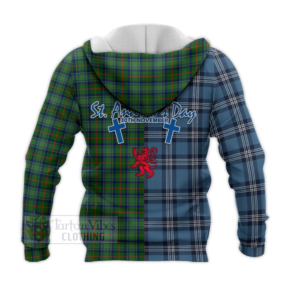 Tartan Vibes Clothing Cranstoun (Cranston) Tartan Knitted Hoodie Happy St. Andrew's Day Half Tartan Style