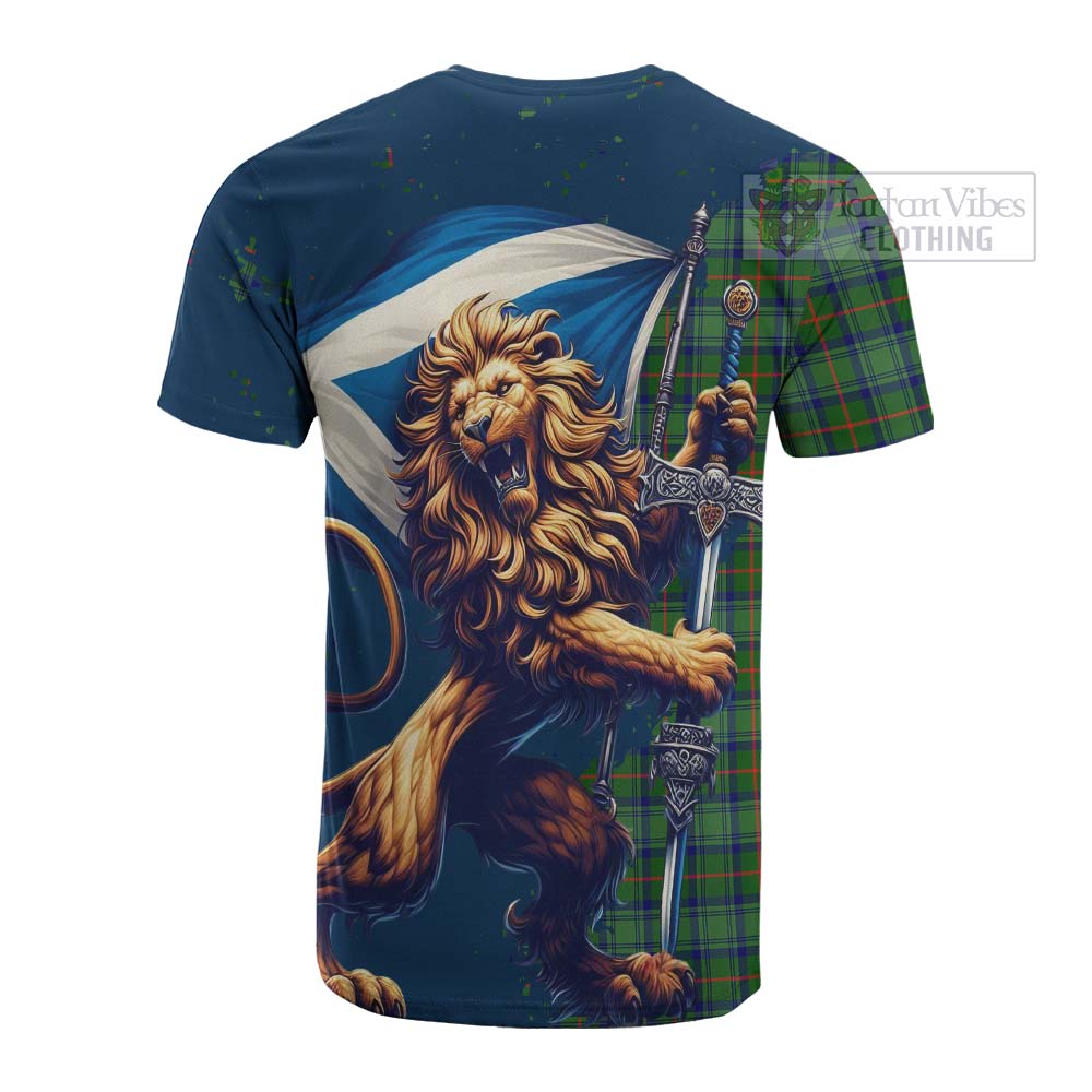 Tartan Vibes Clothing Cranstoun (Cranston) Tartan Family Crest Cotton T-shirt with Scottish Majestic Lion