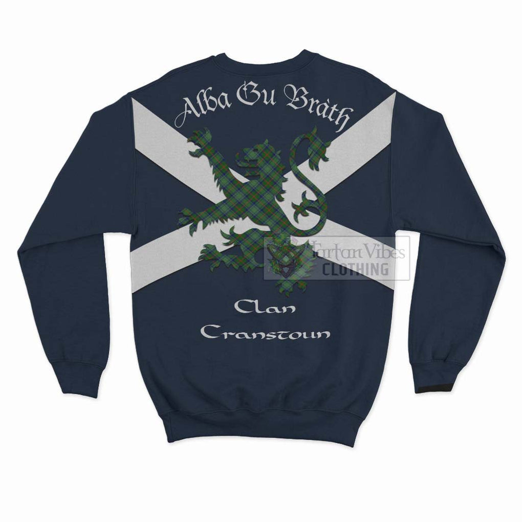 Tartan Vibes Clothing Cranstoun (Cranston) Tartan Lion Rampant Sweatshirt – Proudly Display Your Heritage with Alba Gu Brath and Clan Name