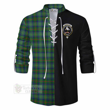 Cranstoun (Cranston) Tartan Ghillie Kilt Shirt with Family Crest and Half Of Me Style