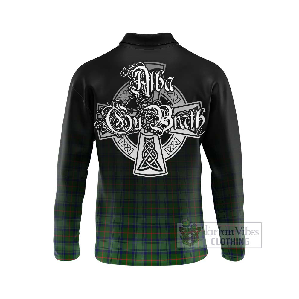 Tartan Vibes Clothing Cranstoun (Cranston) Tartan Long Sleeve Polo Shirt Featuring Alba Gu Brath Family Crest Celtic Inspired