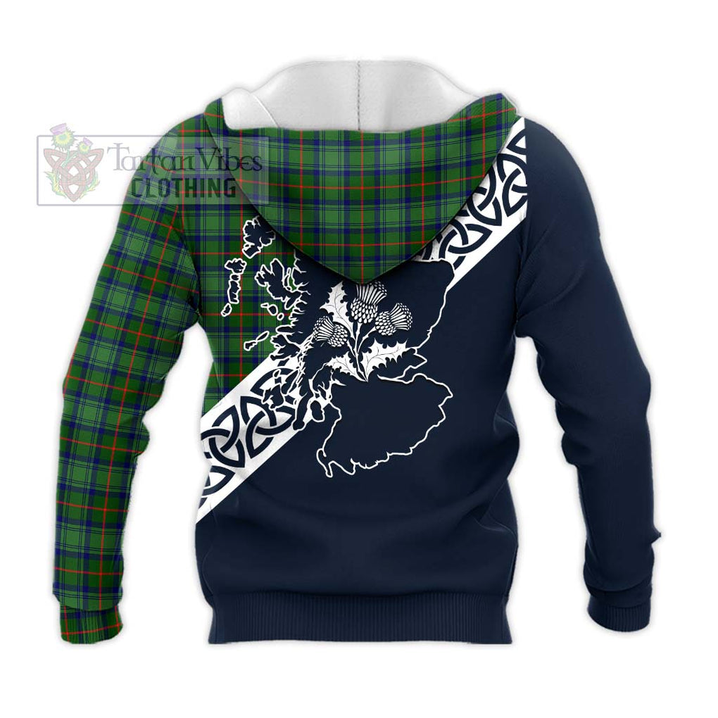 Tartan Vibes Clothing Cranstoun (Cranston) Tartan Knitted Hoodie Featuring Thistle and Scotland Map