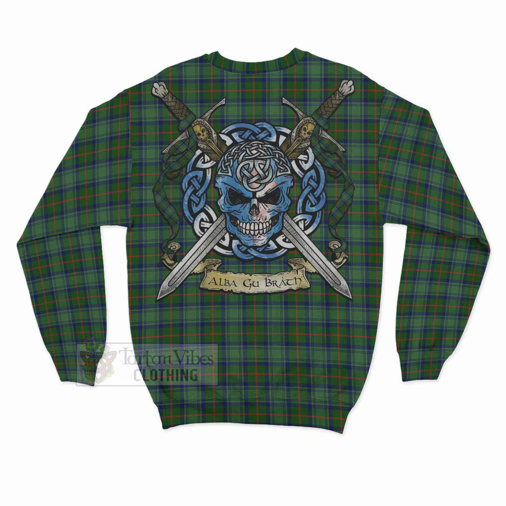 Tartan Vibes Clothing Cranstoun (Cranston) Tartan Sweatshirt with Family Crest Celtic Skull Style