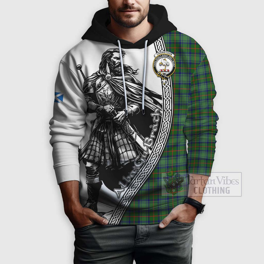 Tartan Vibes Clothing Cranstoun (Cranston) Tartan Clan Crest Hoodie with Highlander Warrior Celtic Style