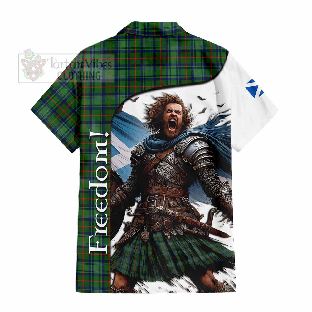 Tartan Vibes Clothing Cranstoun (Cranston) Crest Tartan Short Sleeve Button Shirt Inspired by the Freedom of Scottish Warrior