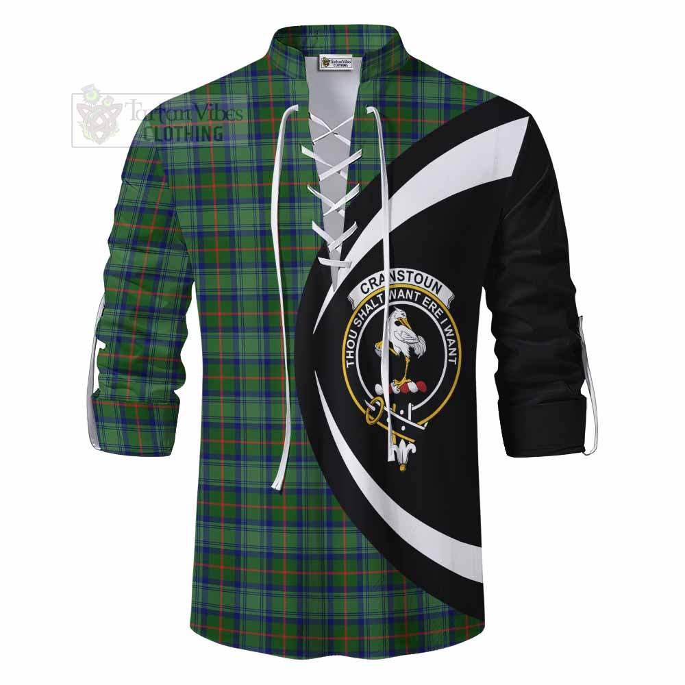 Tartan Vibes Clothing Cranstoun (Cranston) Tartan Ghillie Kilt Shirt with Family Crest Circle Style