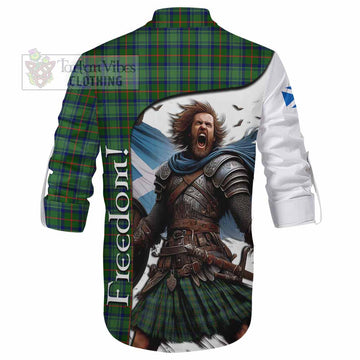 Cranstoun (Cranston) Crest Tartan Ghillie Kilt Shirt Inspired by the Freedom of Scottish Warrior