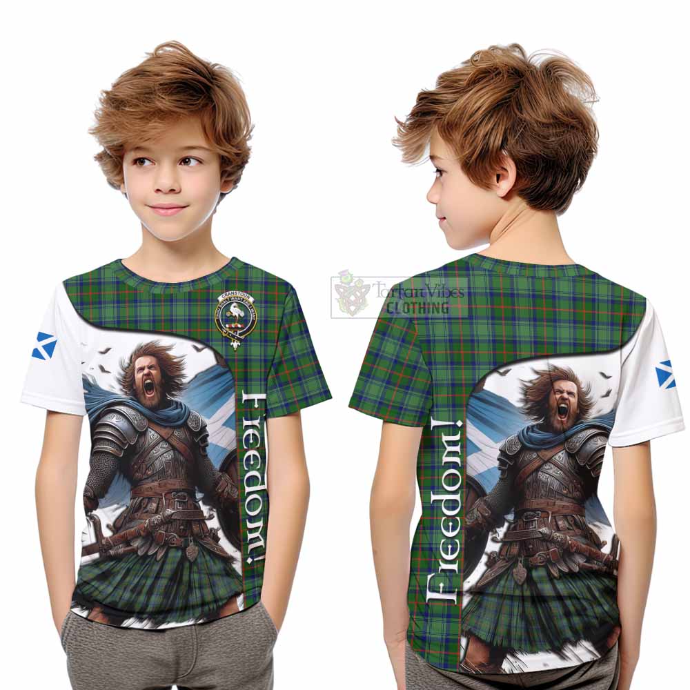 Tartan Vibes Clothing Cranstoun (Cranston) Crest Tartan Kid T-Shirt Inspired by the Freedom of Scottish Warrior