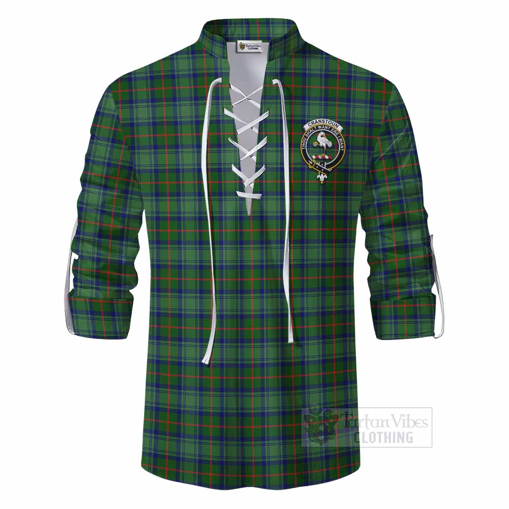 Tartan Vibes Clothing Cranstoun (Cranston) Tartan Ghillie Kilt Shirt with Family Crest DNA In Me Style