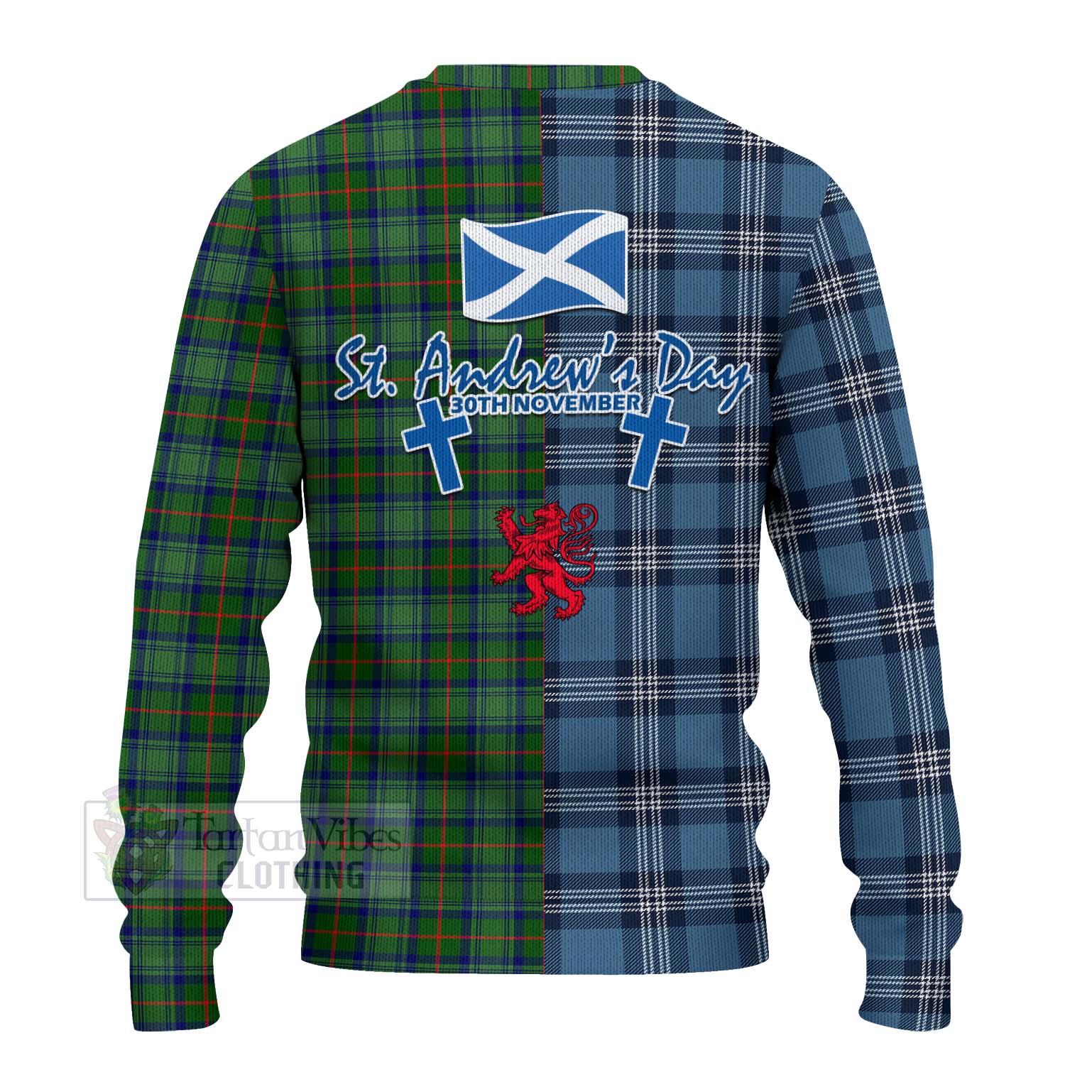 Tartan Vibes Clothing Cranstoun (Cranston) Tartan Knitted Sweater Happy St. Andrew's Day Half Tartan Style