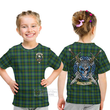 Cranstoun (Cranston) Tartan Kid T-Shirt with Family Crest Celtic Skull Style