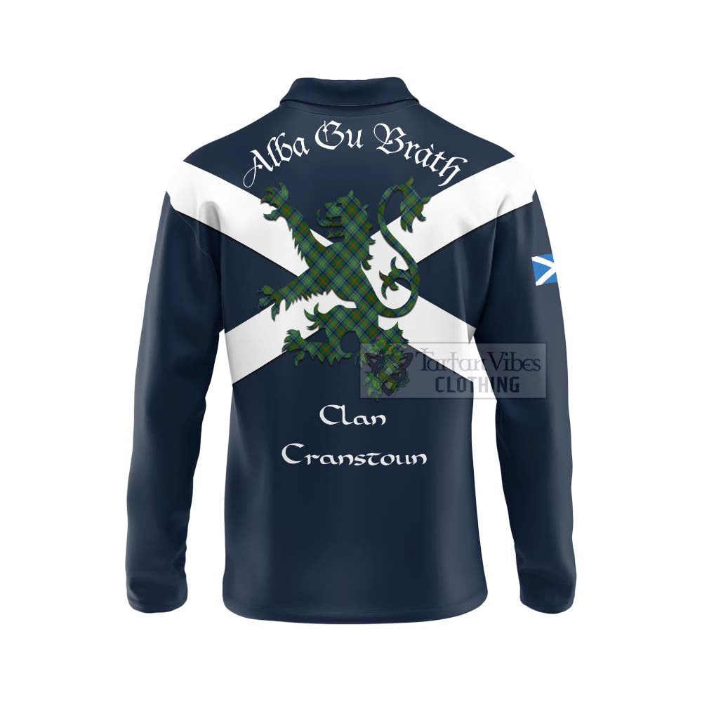 Tartan Vibes Clothing Cranstoun (Cranston) Tartan Lion Rampant Long Sleeve Polo Shirt – Proudly Display Your Heritage with Alba Gu Brath and Clan Name