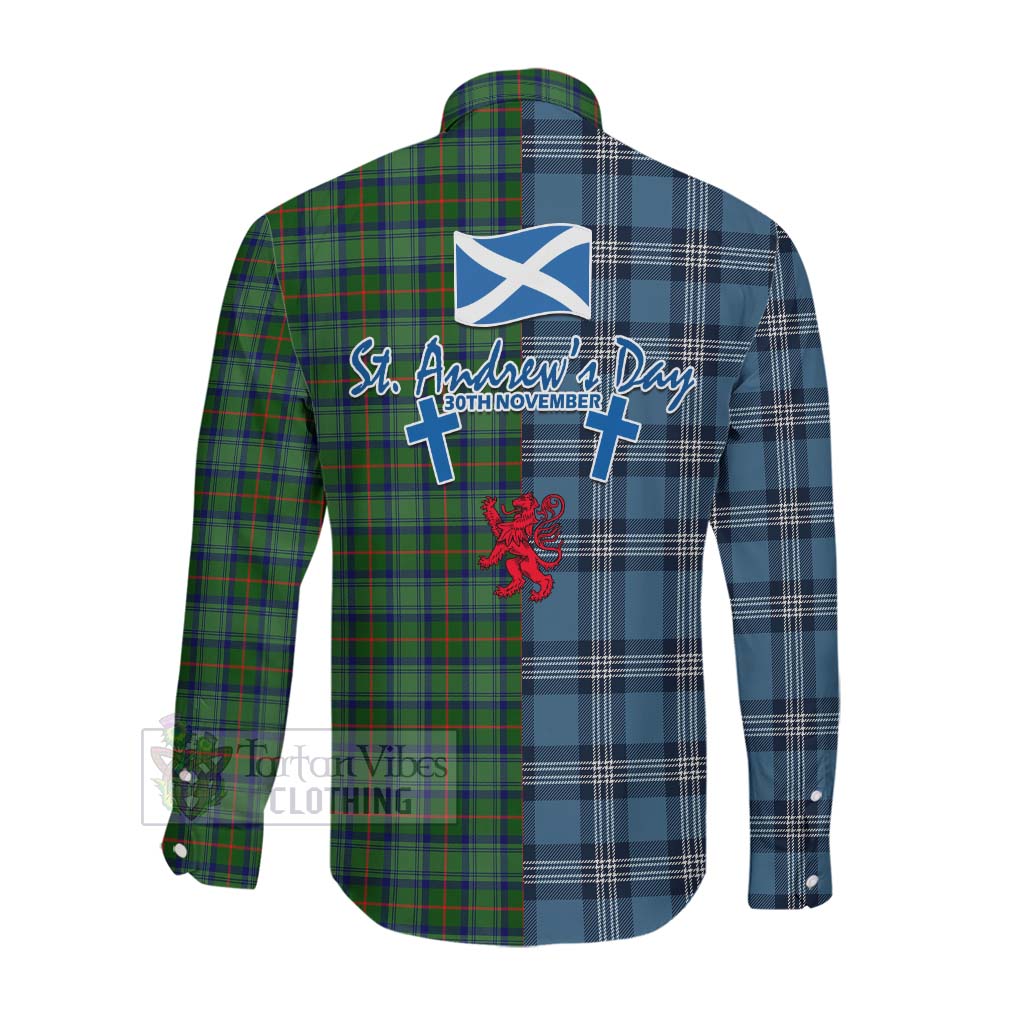 Tartan Vibes Clothing Cranstoun (Cranston) Tartan Long Sleeve Button Shirt Happy St. Andrew's Day Half Tartan Style