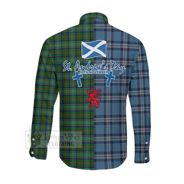 Cranstoun (Cranston) Tartan Long Sleeve Button Shirt Happy St. Andrew's Day Half Tartan Style