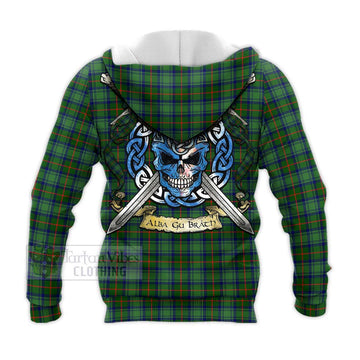 Cranstoun (Cranston) Tartan Knitted Hoodie with Family Crest Celtic Skull Style