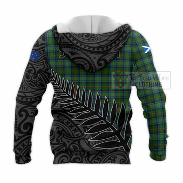 Cranstoun (Cranston) Crest Tartan Knitted Hoodie with New Zealand Silver Fern Half Style