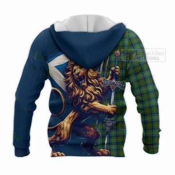 Cranstoun (Cranston) Tartan Family Crest Knitted Hoodie with Scottish Majestic Lion