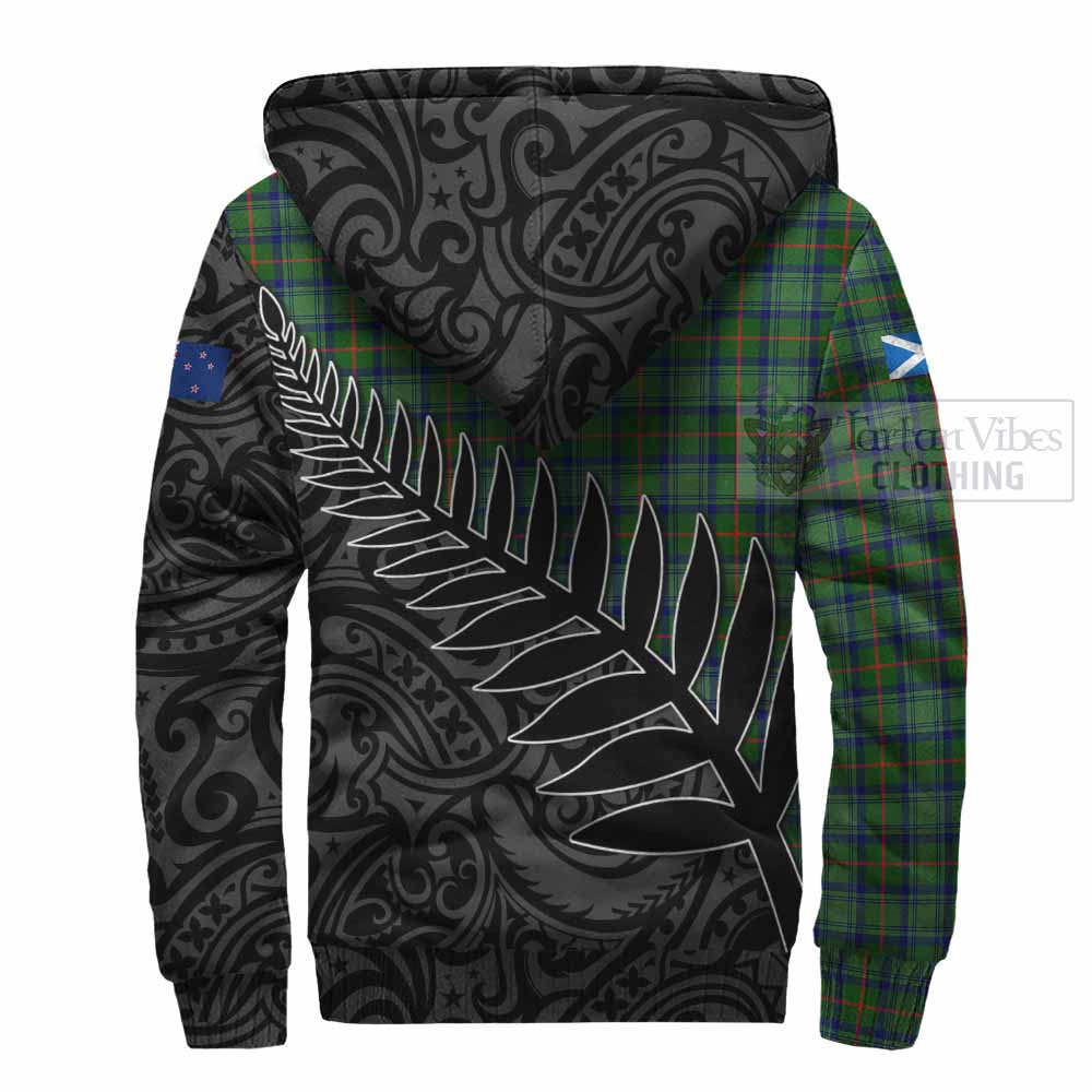 Tartan Vibes Clothing Cranstoun (Cranston) Crest Tartan Sherpa Hoodie with New Zealand Silver Fern Half Style