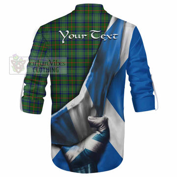 Cranstoun (Cranston) Tartan Ghillie Kilt Shirt with Family Crest Scotland Patriotic Style