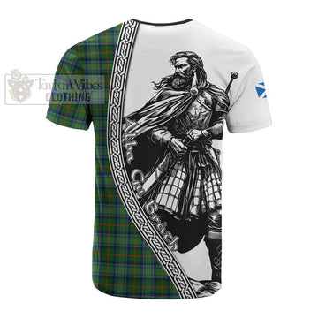 Cranstoun (Cranston) Tartan Clan Crest Cotton T-shirt with Highlander Warrior Celtic Style