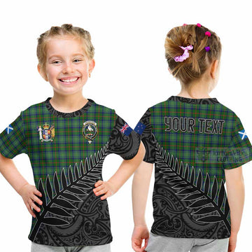 Cranstoun (Cranston) Crest Tartan Kid T-Shirt with New Zealand Silver Fern Half Style