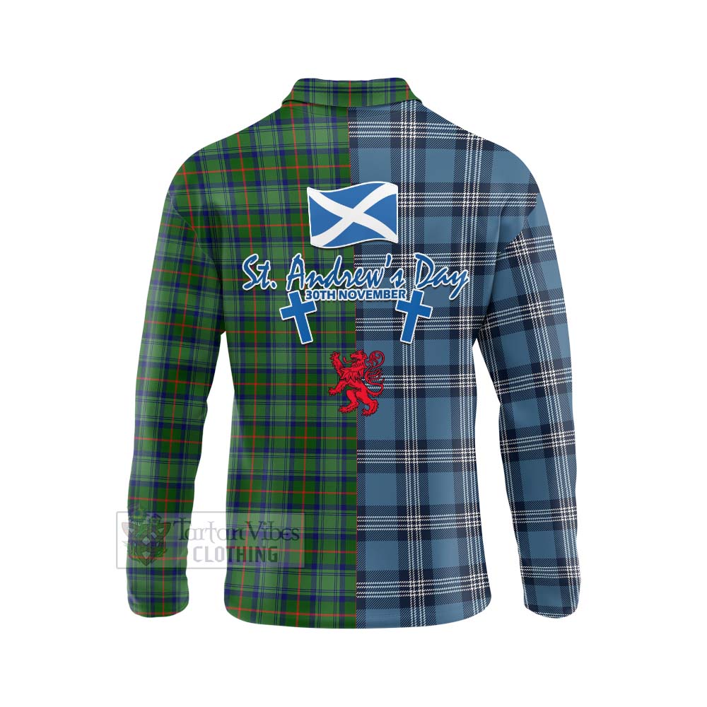 Tartan Vibes Clothing Cranstoun (Cranston) Tartan Long Sleeve Polo Shirt Happy St. Andrew's Day Half Tartan Style