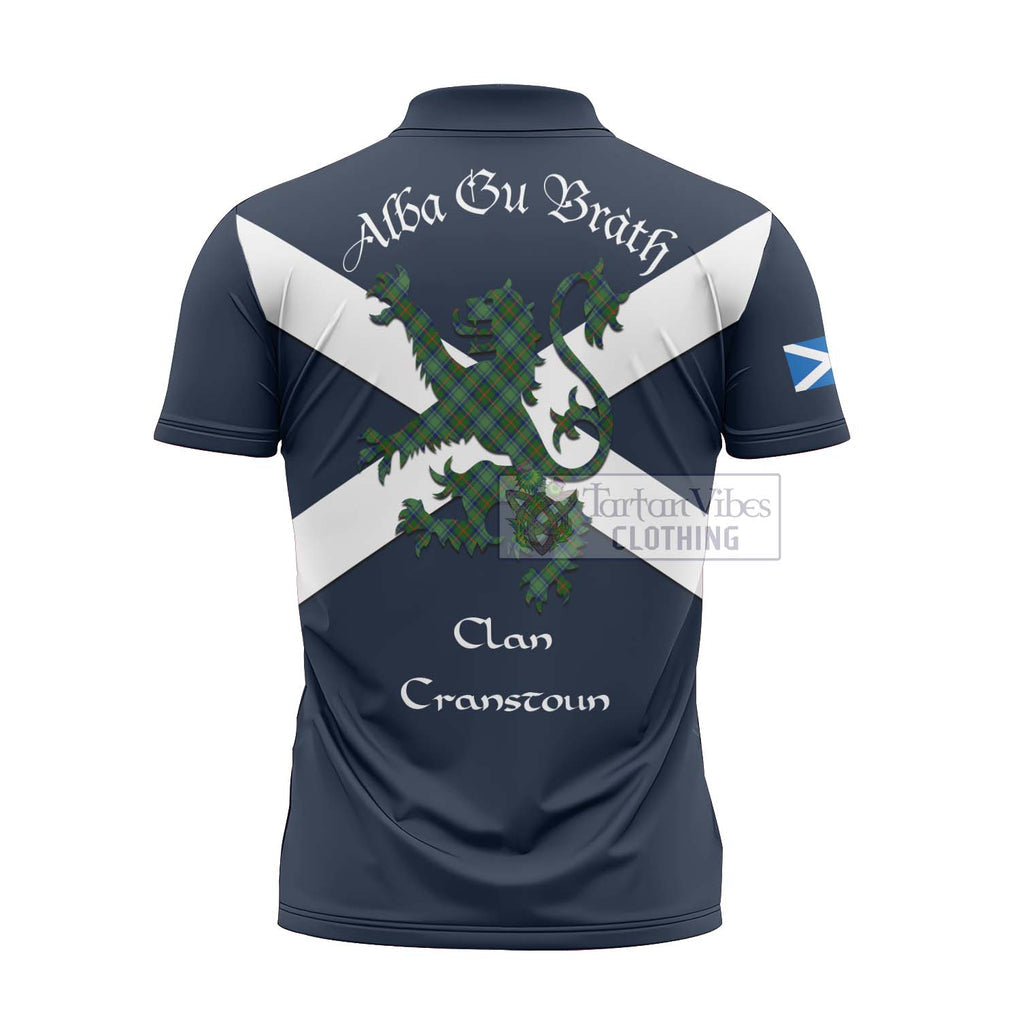 Tartan Vibes Clothing Cranstoun (Cranston) Tartan Lion Rampant Zipper Polo Shirt – Proudly Display Your Heritage with Alba Gu Brath and Clan Name