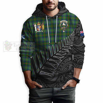 Cranstoun (Cranston) Crest Tartan Hoodie with New Zealand Silver Fern Half Style