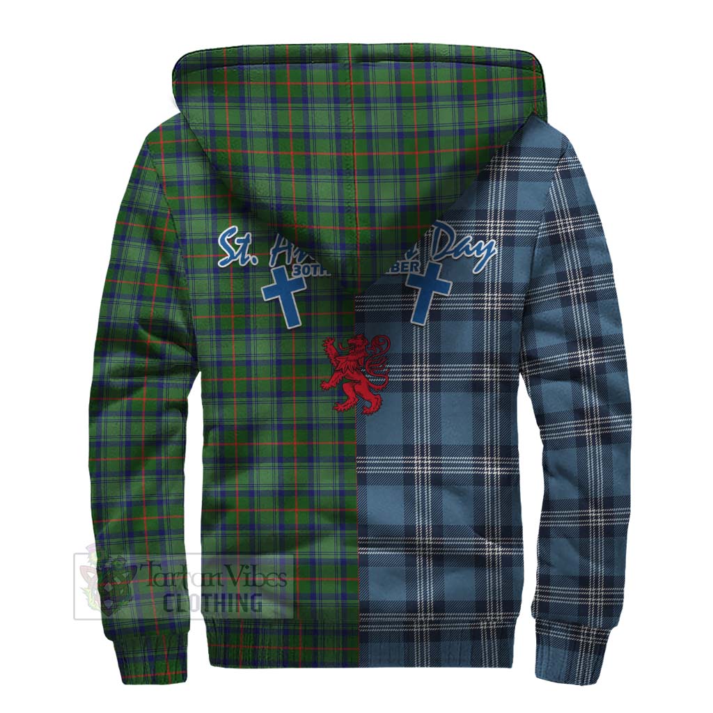 Tartan Vibes Clothing Cranstoun (Cranston) Tartan Sherpa Hoodie Happy St. Andrew's Day Half Tartan Style