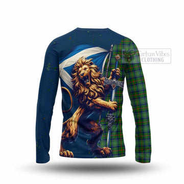 Cranstoun (Cranston) Tartan Family Crest Long Sleeve T-Shirt with Scottish Majestic Lion