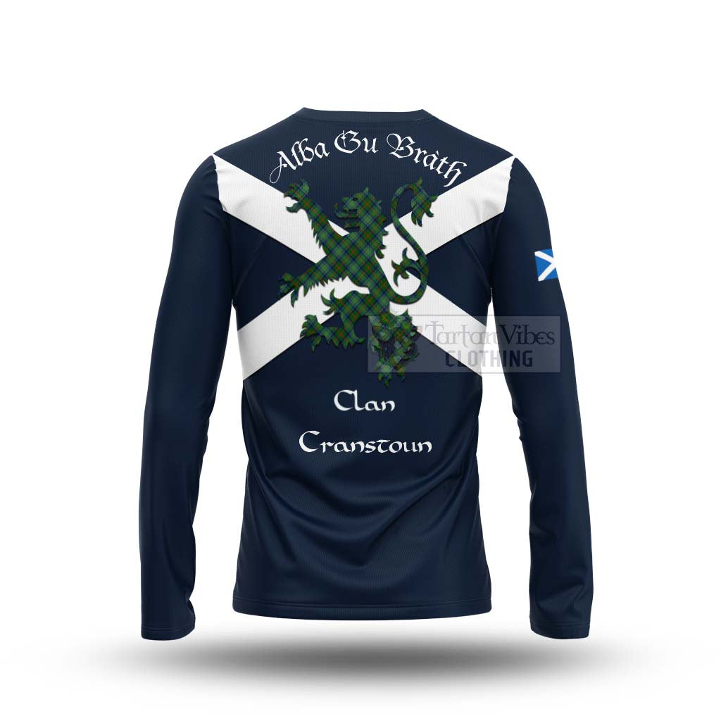 Tartan Vibes Clothing Cranstoun (Cranston) Tartan Lion Rampant Long Sleeve T-Shirt – Proudly Display Your Heritage with Alba Gu Brath and Clan Name