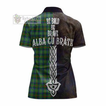 Cranstoun (Cranston) Tartan Family Crest Women's Polo Shirt Alba Gu Brath Be Brave Lion Ancient Style - Tartan Vibes Clothing