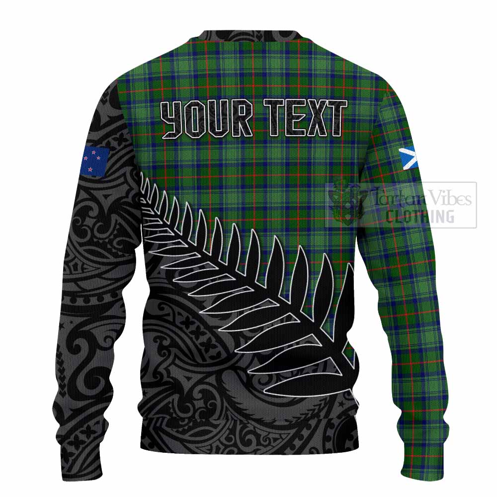 Tartan Vibes Clothing Cranstoun (Cranston) Crest Tartan Knitted Sweater with New Zealand Silver Fern Half Style