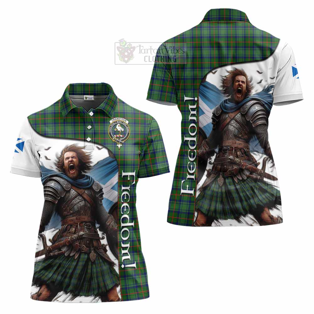 Tartan Vibes Clothing Cranstoun (Cranston) Crest Tartan Women's Polo Shirt Inspired by the Freedom of Scottish Warrior