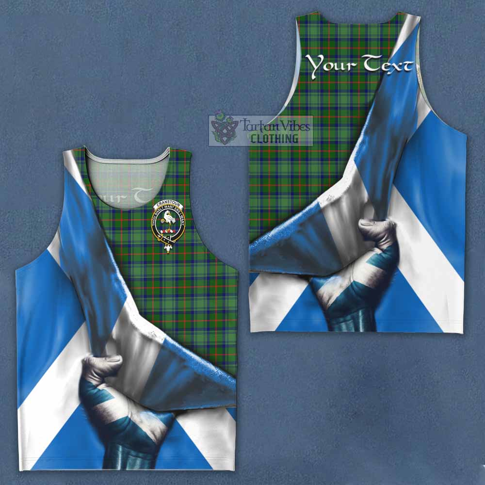 Tartan Vibes Clothing Cranstoun (Cranston) Tartan Men's Tank Top with Family Crest Scotland Patriotic Style