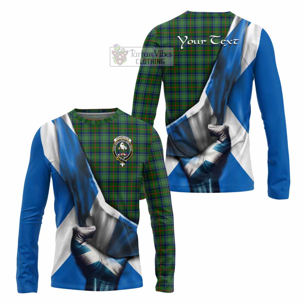 Tartan Vibes Clothing Cranstoun (Cranston) Tartan Long Sleeve T-Shirt with Family Crest Scotland Patriotic Style