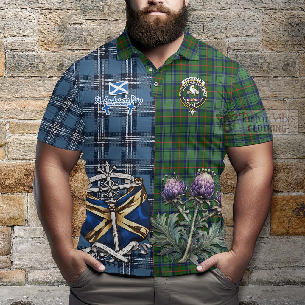 Tartan Vibes Clothing Cranstoun (Cranston) Tartan Polo Shirt Happy St. Andrew's Day Half Tartan Style