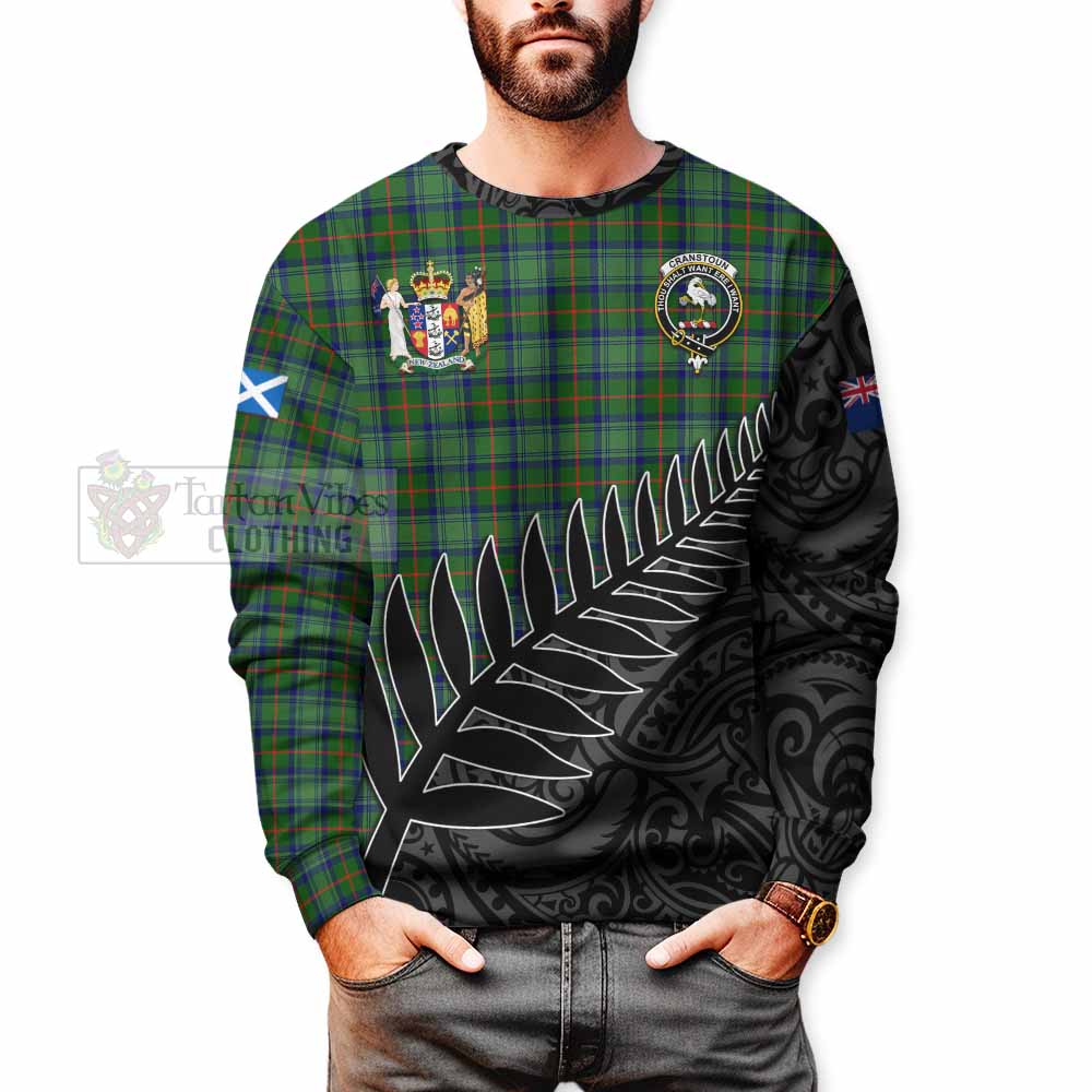 Tartan Vibes Clothing Cranstoun (Cranston) Crest Tartan Sweatshirt with New Zealand Silver Fern Half Style