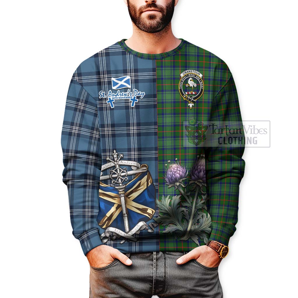 Tartan Vibes Clothing Cranstoun (Cranston) Tartan Sweatshirt Happy St. Andrew's Day Half Tartan Style