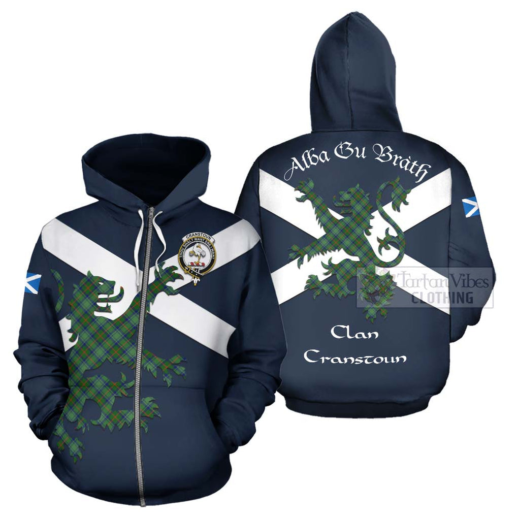 Tartan Vibes Clothing Cranstoun (Cranston) Tartan Lion Rampant Hoodie – Proudly Display Your Heritage with Alba Gu Brath and Clan Name