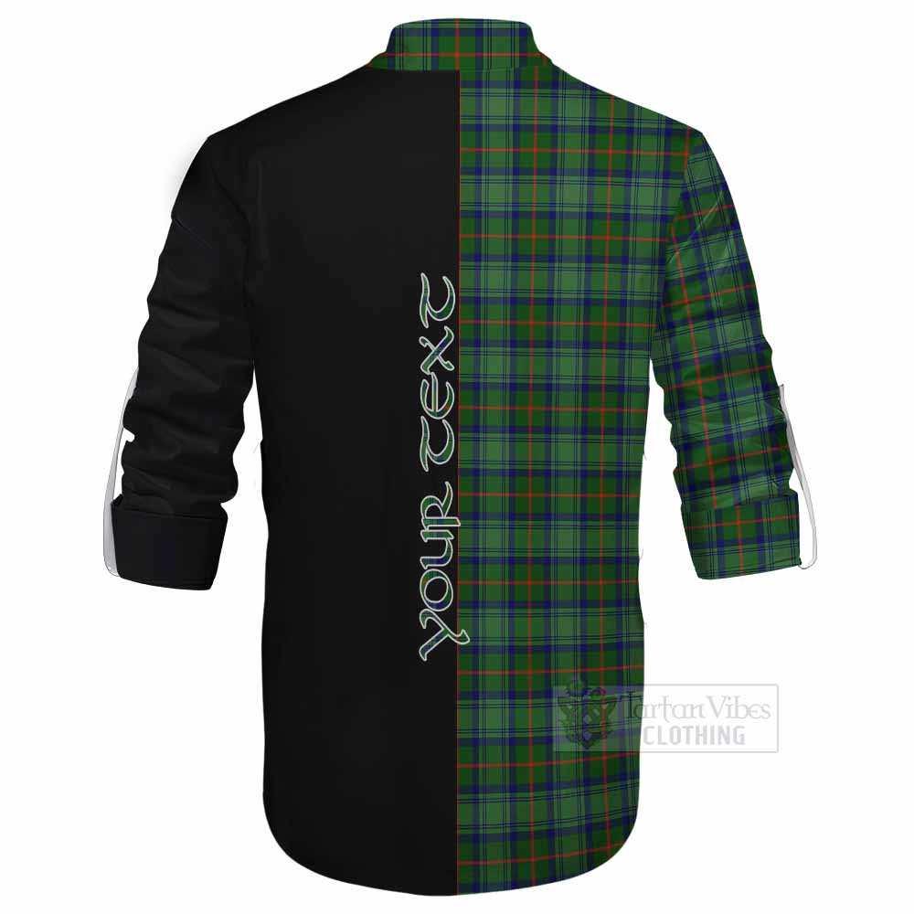 Tartan Vibes Clothing Cranstoun (Cranston) Tartan Ghillie Kilt Shirt with Family Crest and Half Of Me Style