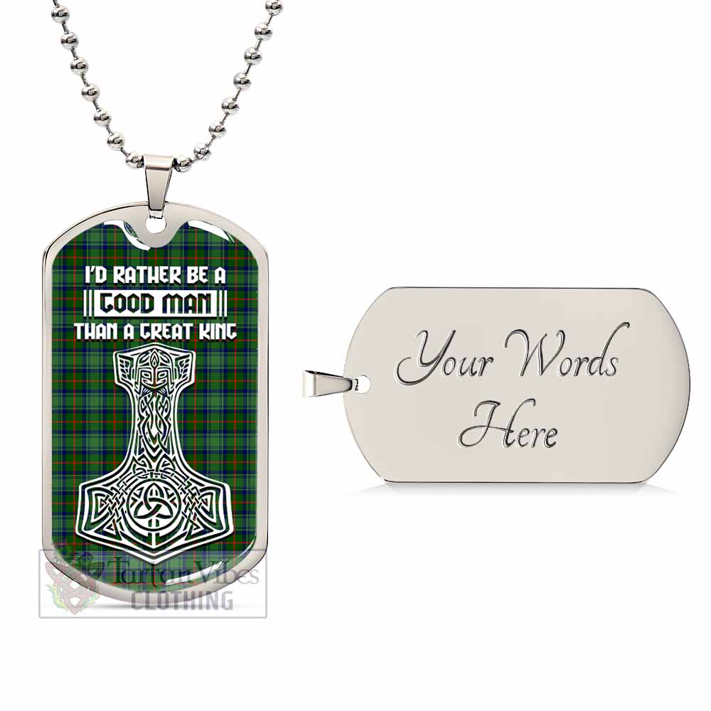 Tartan Vibes Clothing Cranstoun (Cranston) Tartan Dog Tag Necklace Viking Mjolnir Style