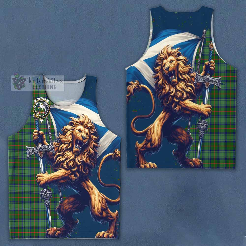 Tartan Vibes Clothing Cranstoun (Cranston) Tartan Family Crest Men's Tank Top with Scottish Majestic Lion