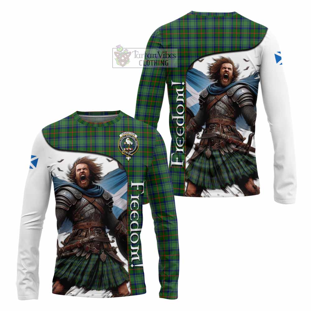 Tartan Vibes Clothing Cranstoun (Cranston) Crest Tartan Long Sleeve T-Shirt Inspired by the Freedom of Scottish Warrior