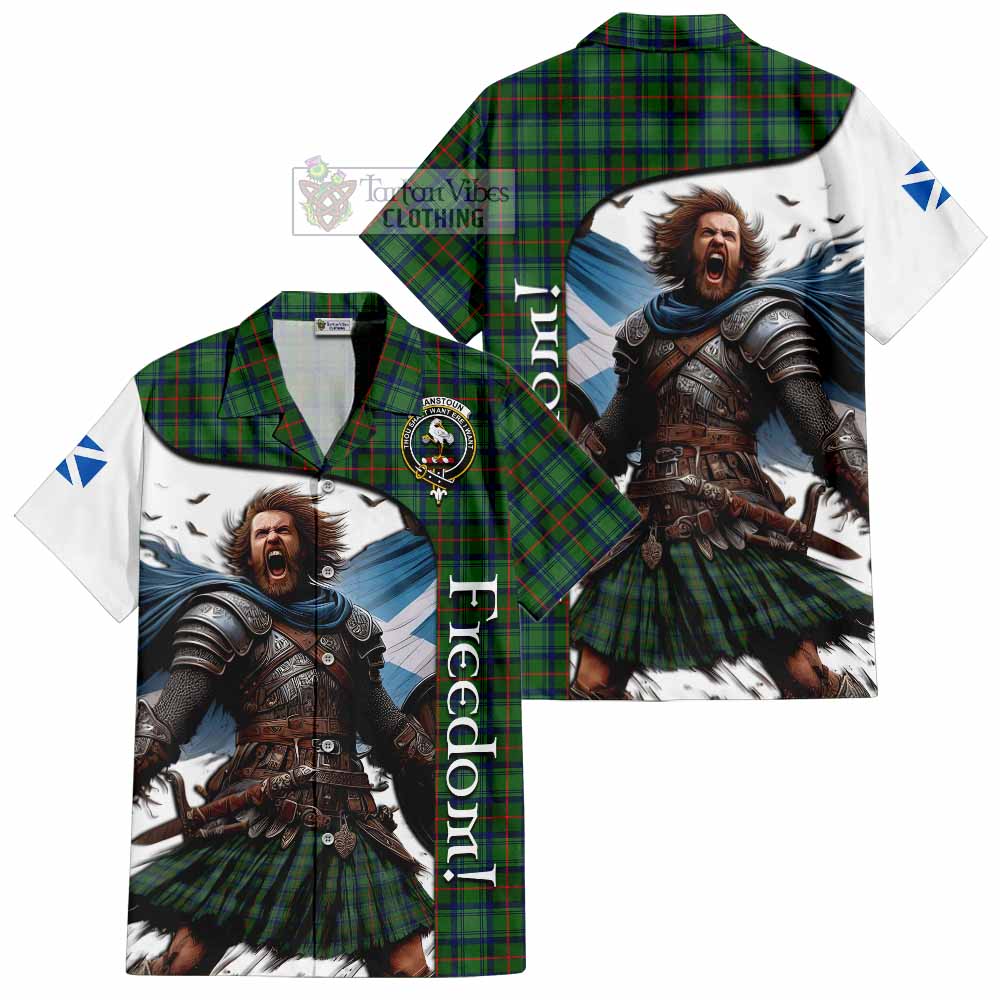 Tartan Vibes Clothing Cranstoun (Cranston) Crest Tartan Short Sleeve Button Shirt Inspired by the Freedom of Scottish Warrior