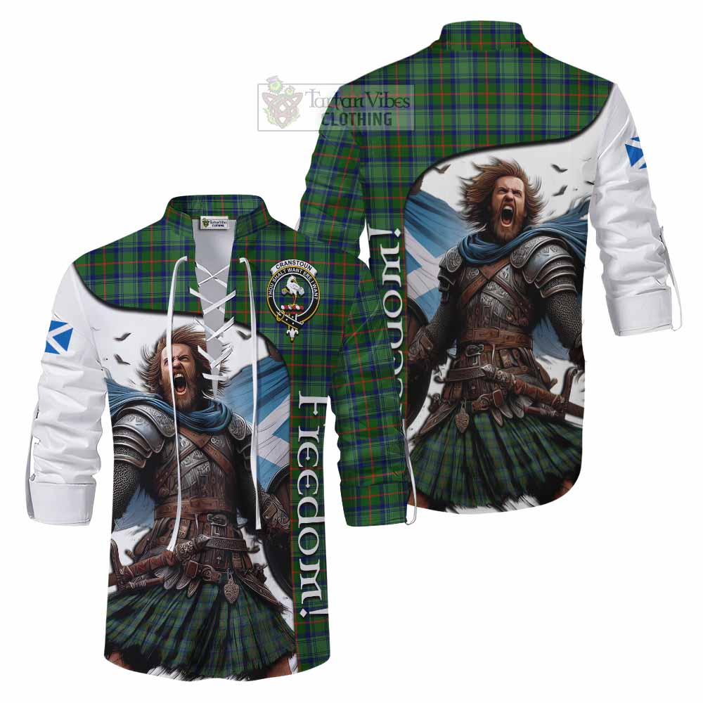 Tartan Vibes Clothing Cranstoun (Cranston) Crest Tartan Ghillie Kilt Shirt Inspired by the Freedom of Scottish Warrior