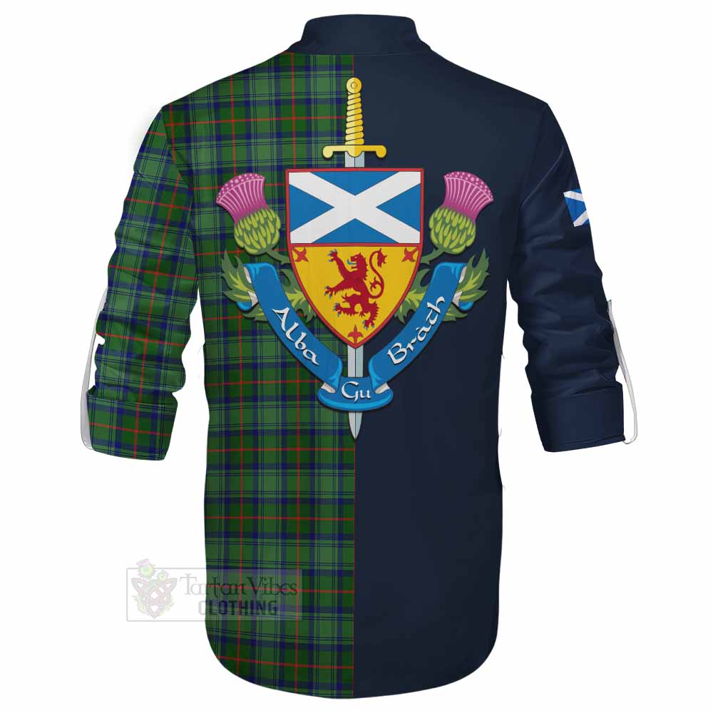 Cranstoun (Cranston) Tartan Ghillie Kilt Shirt Alba with Scottish Lion Royal Arm Half Style