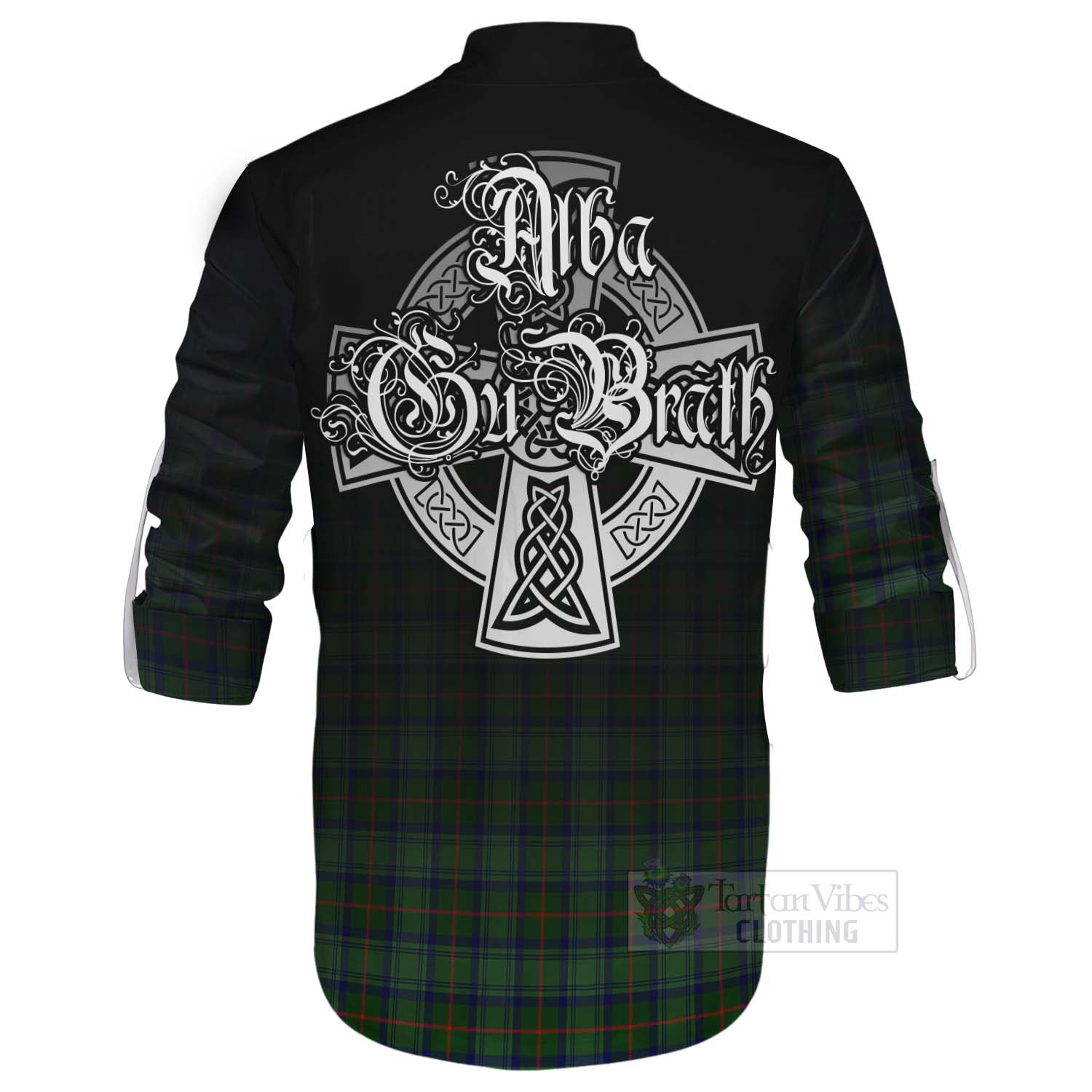 Tartan Vibes Clothing Cranstoun (Cranston) Tartan Ghillie Kilt Shirt Featuring Alba Gu Brath Family Crest Celtic Inspired