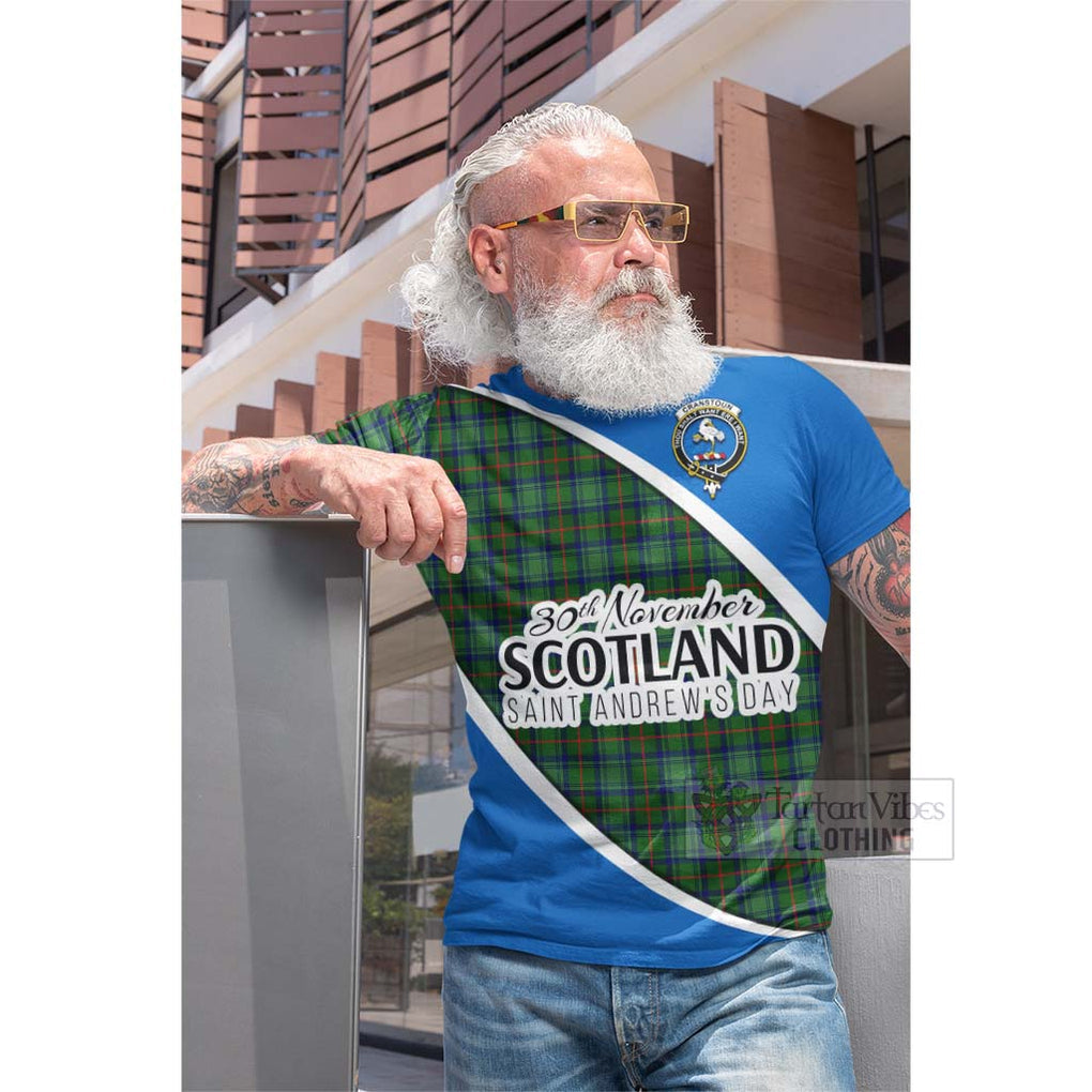 Tartan Vibes Clothing Cranstoun (Cranston) Family Crest Tartan Cotton T-shirt Celebrate Saint Andrew's Day in Style