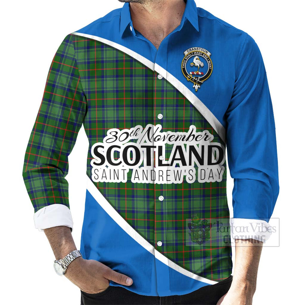 Tartan Vibes Clothing Cranstoun (Cranston) Family Crest Tartan Long Sleeve Button Shirt Celebrate Saint Andrew's Day in Style